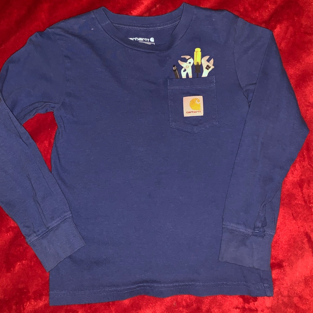 Carhartt Kids Long Sleeve Tee in Navy with Tool Graphic